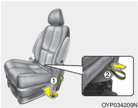 KIA Sedona YP (2014-2018) - Pour incliner le dossier : - 1