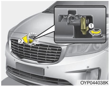 KIA Sedona YP (2014-2018) - Ouverture du capot - 2