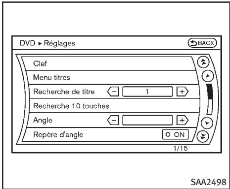 INFINITI FX (2008-2014) - Menu principal : - 1