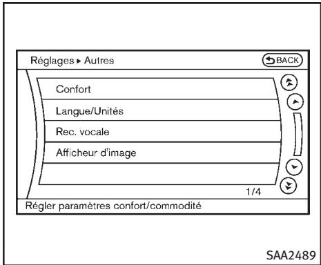 INFINITI FX (2008-2014) - Réglages Aide de Conduite (si le véhicule en est équipé) - 1