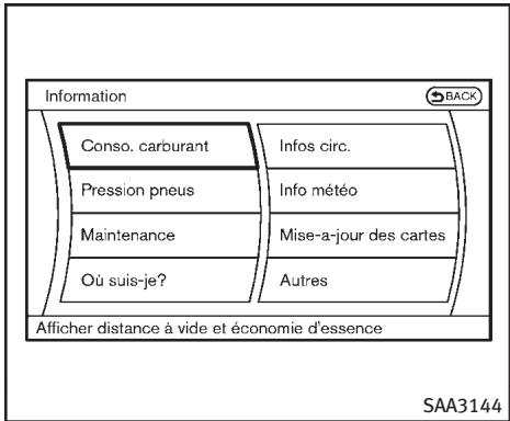 INFINITI FX (2008-2014) - COMMENT UTILISER LE BOUTON INFO - 1