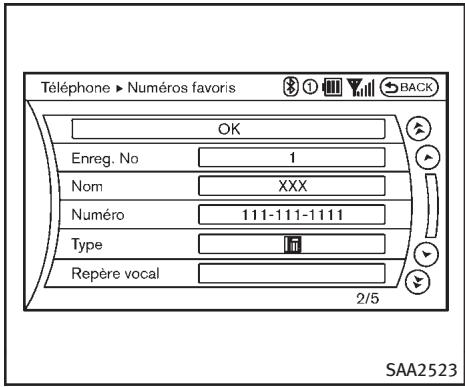 INFINITI FX (2008-2014) - Éditer le Répertoire téléphonique - 1