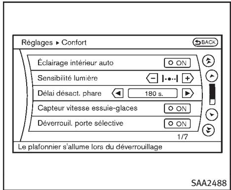 INFINITI FX (2008-2014) - Autres réglages (modèles avec système de navigation) - 1