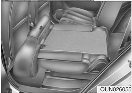KIA Rondo UN (2006-2010) - Rabatte le coussin et le dossier du siège arrêté : - 4