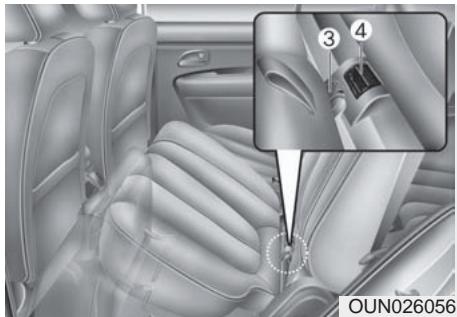 KIA Rondo UN (2006-2010) - Rabatte le coussin et le dossier du siège arrêté : - 6