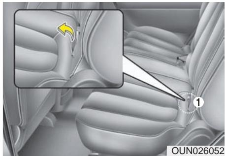KIA Rondo UN (2006-2010) - Rabatte le coussin et le dossier du siège arrêté : - 1