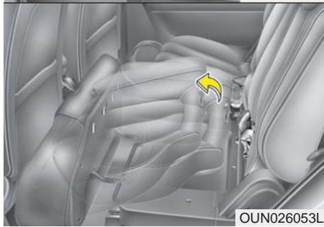 KIA Rondo UN (2006-2010) - Rabatte le coussin et le dossier du siège arrêté : - 2