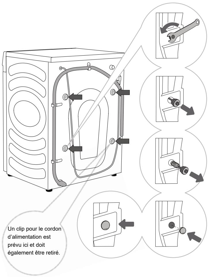 HISENSE WF1Q8041BW1 - RETRAIT DES BOULONS/VIS DE TRANSPORT - 1