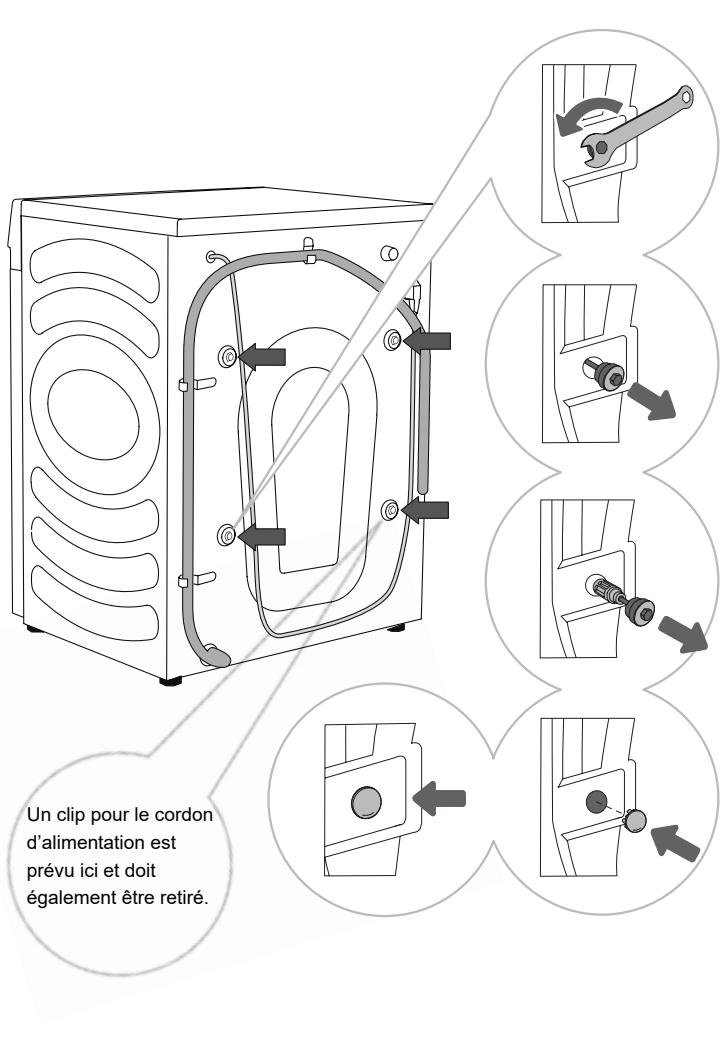 HISENSE WFQP1014EVM - RETRAIT DES BOULONS/VIS DE TRANSPORT - 1