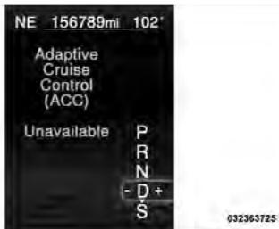 Chrysler 300 (2013) - Avertissement de régulateur de vitesse adaptatif non disponible - 1