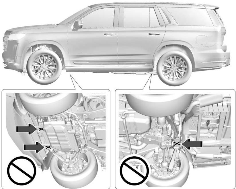 CADILLAC Escalade (2025) - Emplacements de pose du cric sur le vehicule - 1