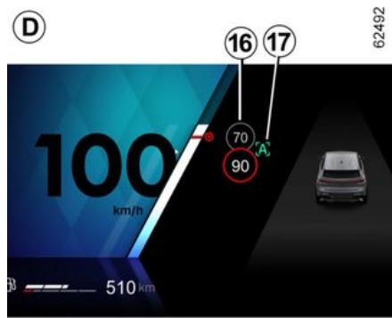 RENAULT Scenic E-Tech (2023) - Mise en régulation de la vitesse avec reconnaissance anticipée des panneaux de limitation de vitesse (affichage D ) - 1