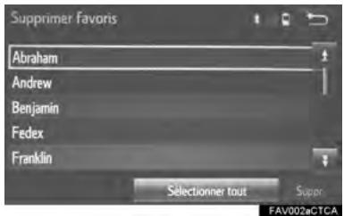 TOYOTA Tacoma N300 2018 - SUPPRESSION DES CONTACTS DE LA LISTE DES FAVORIS - 1