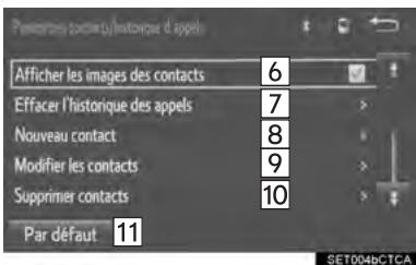TOYOTA Tacoma N300 2018 - ÉCRAN “Paramètres contacts/historique d'appels” - 2