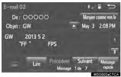 TOYOTA Tacoma N300 2018 - APPEL À PARTIR DE L'AFFICHAGE DUMESSAGE PAR COURRIEL/ SMS/MMS - 1