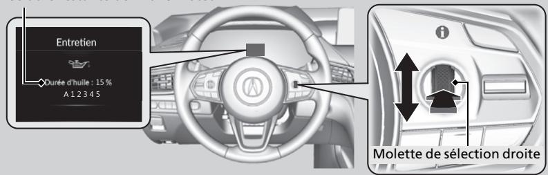 Acura TLX (2022) - Affichage de l'information de I'aide-memoire d'entretien - 1