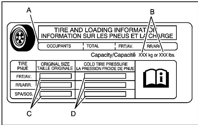 Saturn Relay (2007) - Étiquette d'information sur les pneus et le chargement - 1