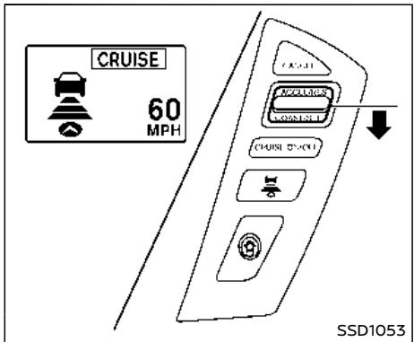 NISSAN Armada (2018) - Fonctionnement du mode de contrôle de distance d'un véhicule à l'autre - 4