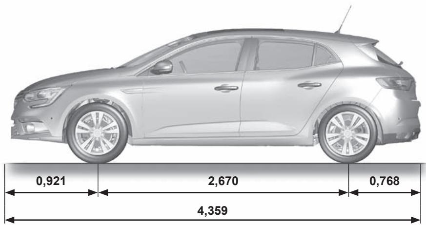 RENAULT Megane 4 (2016-2020) - DIMENSIONS (en mètres) (1/3) - 1