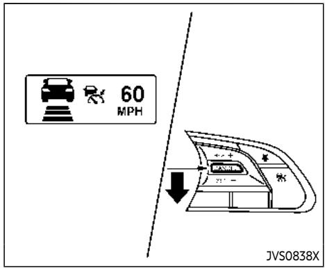 INFINITI Q60 (2022) - Utilisation du mode de contrôle de distance d'un vehicule à l'autre - 1