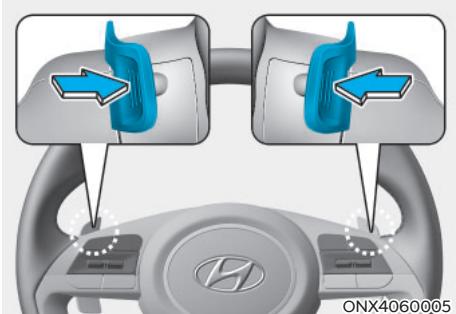 HYUNDAI Santa Cruz (2021) - Utilisez les manettes de changement de vitesse (selon l'équipement) - 1