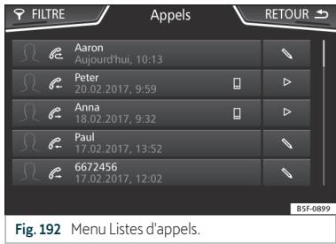 Cupra Ateca (2018-2020) - Menu appels (listes d'appels) - 1