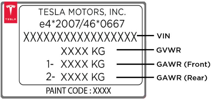 TESLA Model X (2015-2020) - Plaque signalétique - 1