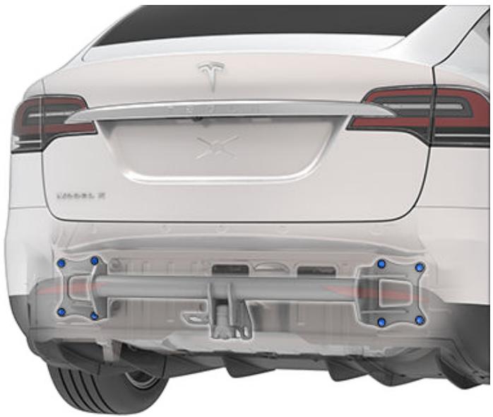 TESLA Model X (2015-2020) - Connexion du dispositif d'attelage de la remorque - 3