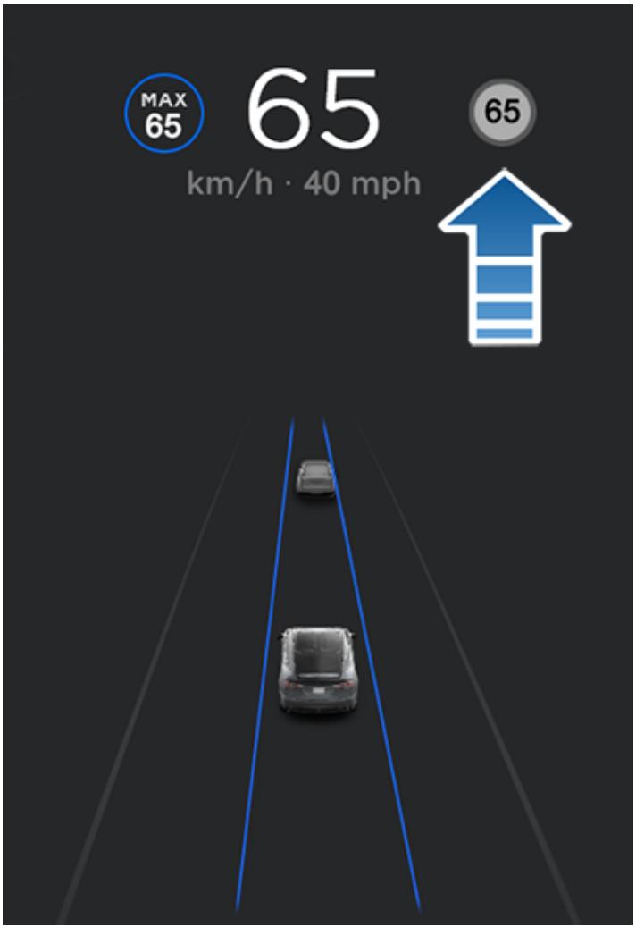 TESLA Model X (2015-2020) - Mode de fonctionnement de l'Indicateur de limite de vitesse - 1