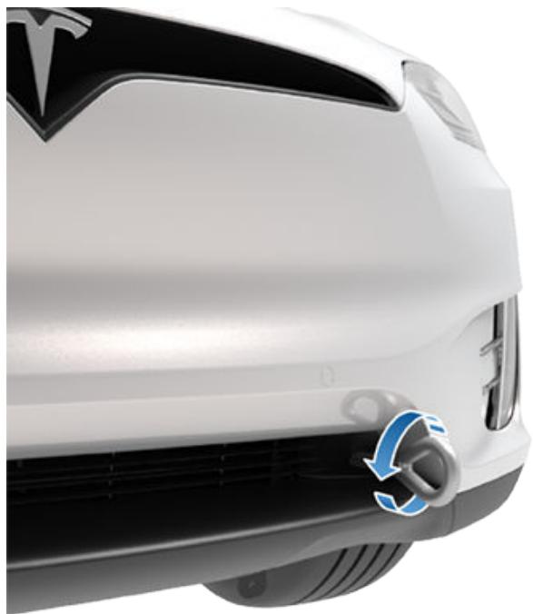 TESLA Model X (2015-2020) - Tracter et charger sur une dépanneuse à plateau - avec anneau de remorquage - 2