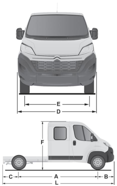 CITROEN Jumper 2 Phase 2 (2014-2023) - Dimensions du châssis double cabine / plateau double cabine - 1