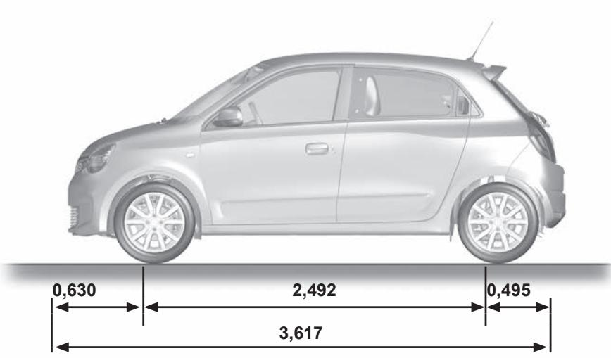RENAULT Twingo 3 Phase 2 (2019) - DIMENSIONS (en metres) - 1