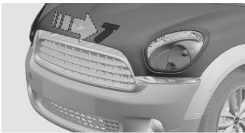 MINI Countryman (2010-2014) - Déverrouillage et ouverture du capot moteur - 2