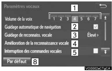 TOYOTA Rav4 (2016) - Écran des paramètres de la VOIX - 1