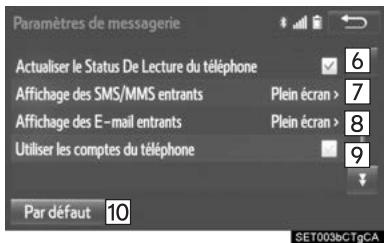 TOYOTA Rav4 (2016) - Écran “paramètres de messagerie” (“paramètres messagerie”) - 2