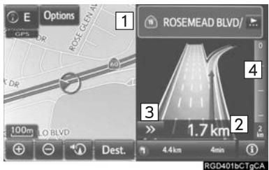 TOYOTA Rav4 (2016) - Lorsque vous approchez d'une SORTIE ou d'un embranchement d'autoroute - 1