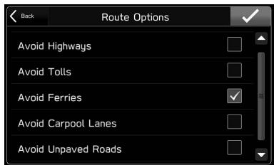 SUBARU BRZ (2020) - ÉCRAN DE RÉGLAGES DE L'ITINÉRAIRE - 1