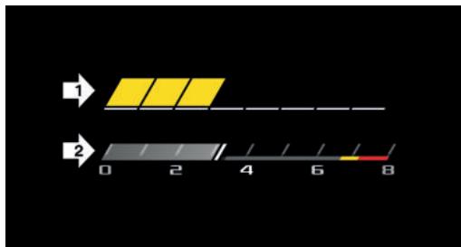 BMW M3 (2023) - Témoins lumineux de passage des vitesses sur l'affichage têté haute - 1