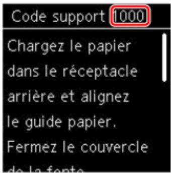 CANON TS7400series - Lorsqu'un code support et un message s'affichent sur l'écran LCD de l'imprimante : - 1