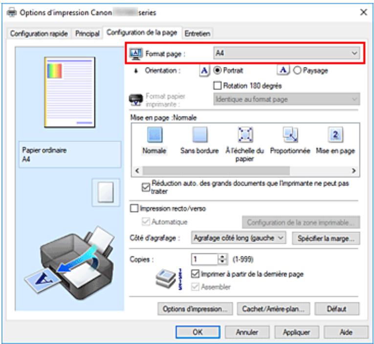 CANON TS7451I - Paramètres de papier dans le pilote d'imprimante et sur l'imprimante (Format papier) - 1