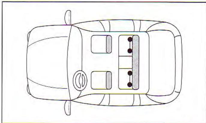 KIA Spectra (2000-2004) - Ancrages inférieurs du siege d'enfant - 1
