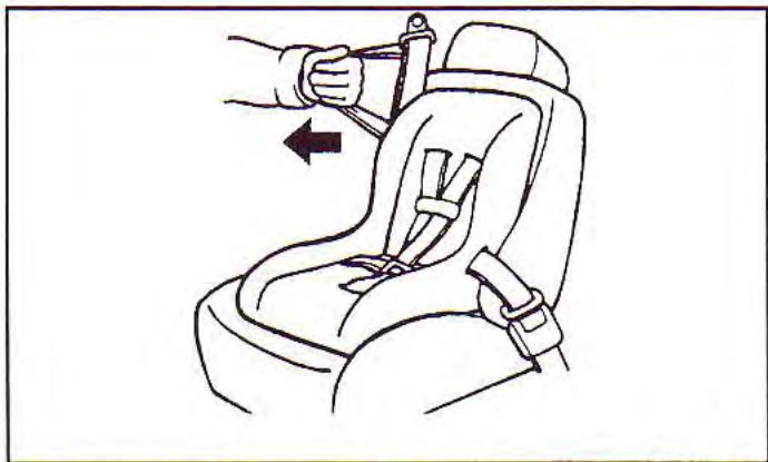 KIA Spectra (2000-2004) - Enclenchement de I' AUTO LOCK de la ceinture de sécurité passager (si disponible) - 2
