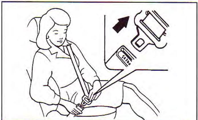 KIA Spectra (2000-2004) - Pour détacher la ceinture à baudrier avant : - 1