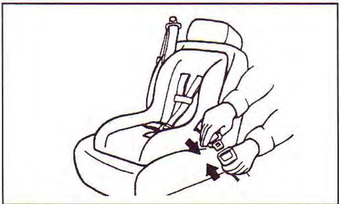 KIA Spectra (2000-2004) - Enclenchement de I' AUTO LOCK de la ceinture de sécurité passager (si disponible) - 1