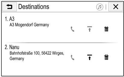 OPEL Insigna B - 2 Phase 2 (2020-2025) Guide de l'infotainment - Liste des destinations - 1