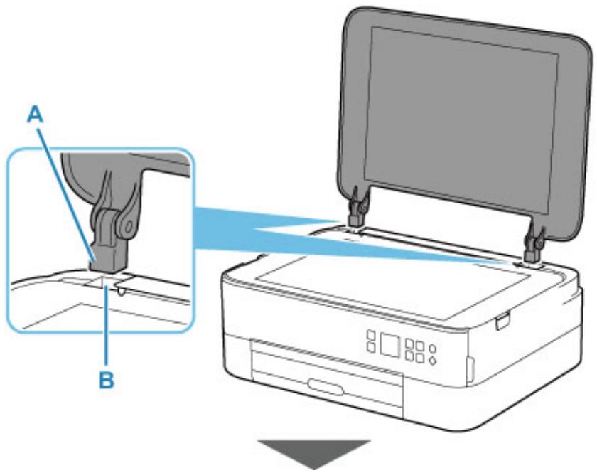 CANON TS5300series - Fixation du capot du scanner : - 1