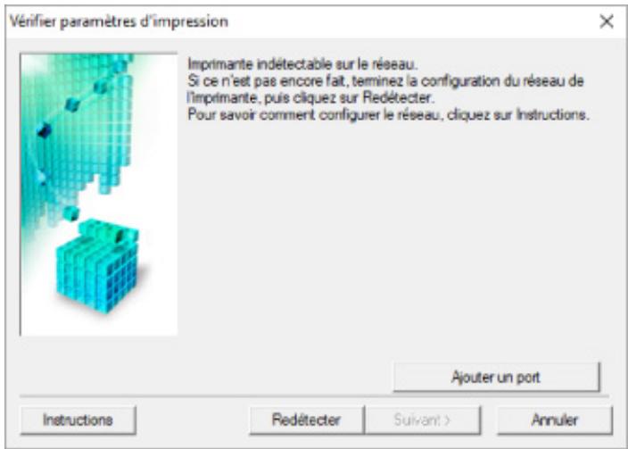 CANON TS5300series - Impossible de détecter l'imprimante sur l'écran Vérifier paramètres d'impression pendant de la configuration (Windows) - 1