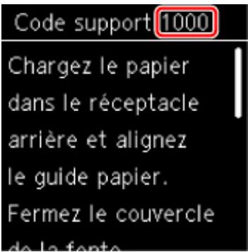 CANON TS5351I - Lorsqu'un code support et un message s'affichent sur l'écran LCD de l'imprimante : - 1