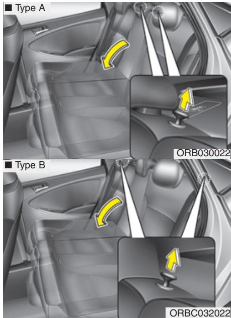 HYUNDAI Accent (2010-2018) - Pour rabattre le dossier arrière : - 1