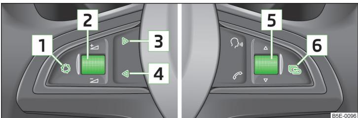 SKODA Superb 2 (2013-2015) - Commande de l'autoradio et du système de navigation à partir du volant multifonction - 1